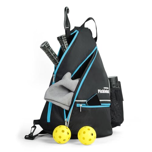 Mangrove Pickleball Bag, Men's & Women's Pickleball Backpack, Adjustable Sling Bag w/Fence Hook/Large Capacity/Safety Pocket - color: Blue