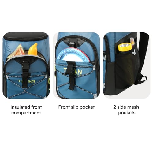 Titan by Arctic Zone Backpack Cooler, Insulated Soft Sided Bag with Leak Proof Lining and Padded Straps, for Lunch, Picnic, and Travel, 24 Can Capacity - color: Marine Blue