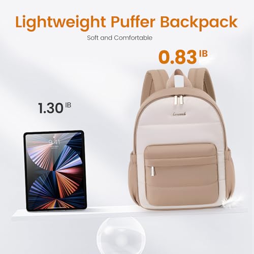 LOVEVOOK Mini Backpack Purse for Women, Small Puffer Lightweight Backpack, Casual Daily Daypack Purse for Women, back pack with Anti-theft Pocket for Travel-Khaki and Beige - color: Beige Khaki