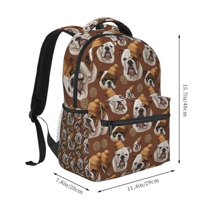 Laptop Backpack Funny English Bulldog Art, Water Resistant Office Commuter Daypack with Inner Pocket for Business and Travel - color: Pattern (742)