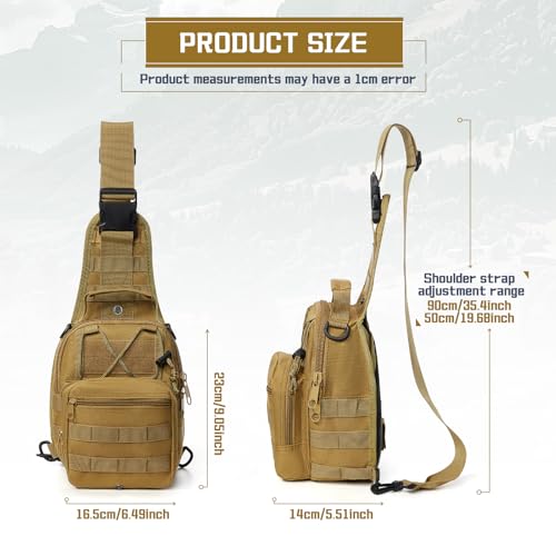 Tactical Chest Pack Backpack, Carry Shoulder Sling Bag for Men, Waterproof Military Cross-body Molle Backpack for Outdoor, Range, Travel, Hiking, Khaki - color: Khaki
