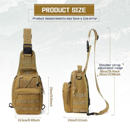 Tactical Chest Pack Backpack, Carry Shoulder Sling Bag for Men, Waterproof Military Cross-body Molle Backpack for Outdoor, Range, Travel, Hiking, Khaki - color: Khaki