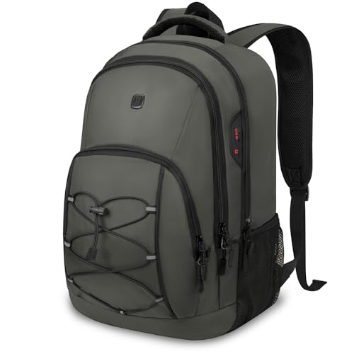 Goloni Laptop Backpack for Men Women, 17 Inch Travel Backpack with USB Charging Port, Water Resistant Lightweight Backpack with Compartments, 30L Casual Daypack,Grey - color: Grey