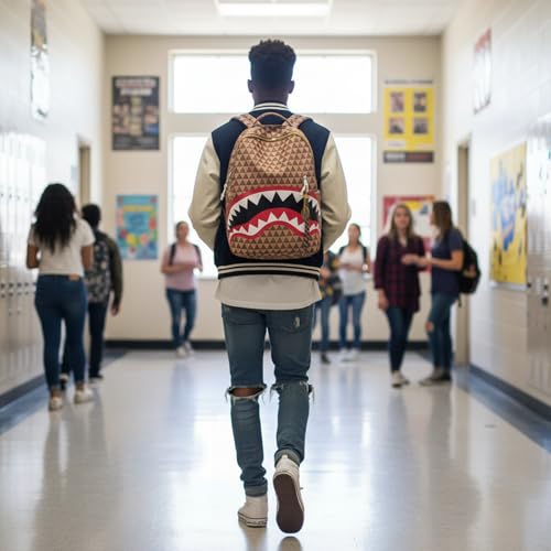 Large Capacity Laptop Backpack Water Resistant Durable Daily Carry Backpack Graphic Urban Streetwear Bookbag for Commuting (Brown) - color: Brown