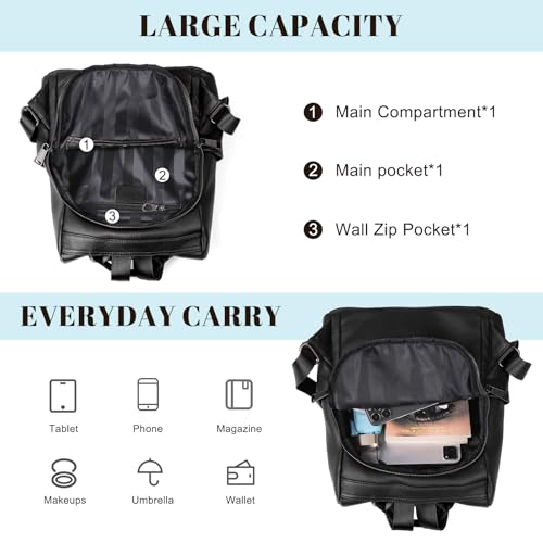 BOYATU Women’s Full-Grain Leather Backpack Purse, Elegant Floral Designer Purse, Work Commuter & City Travel, Compact Everyday Essentials, Fashion RFID Pocket Bag (Black) - color: Z-black