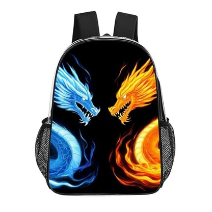 Lightweight Backpack for Gym Travel Bicycle, Big Capacity Multipurpose Anti-Theft Carry On Bag, Ice Blue And Red Fire Flame Dragon Travel Hiking Bag Day Pack - color: Pattern 215