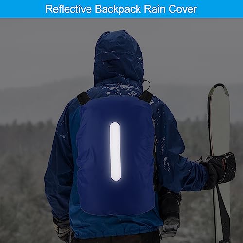 PATIKIL Waterproof Backpack Rain Cover, Non-Slip Backpack Cover with Vertical Reflective Strap Stay Dry for Hiking, Camping, Hunting - color: Navy Blue, size: Large