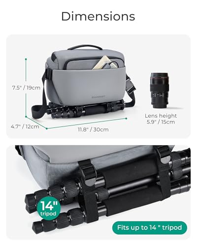 BAGSMART Camera Sling Bag, Small Camera Bags for Photographers with Tripod Holder, Waterproof DSLR/SLR/Mirrorless Camera Bags Crossbody with Rain Cover, Compatible with Canon Sony Nikon, Gray - color: Gray