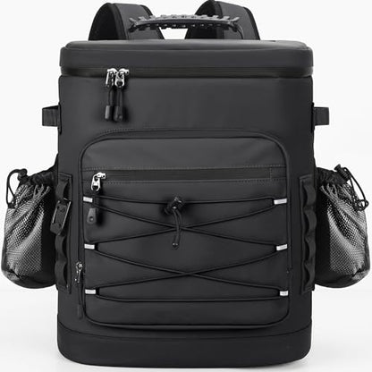 Large 52cans Cooler Backpack, Insulated, Waterproof, Leak Proof, 30L Large Capacity - color: Black, Black Zipper