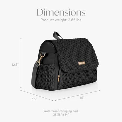 Hannah & Sophia Belle Convertible Baby Diaper Backpack & Bag in Black, Large Size, Dual Sided Water Resistant Changing Mat Included, Detachable Shoulder Straps, Easy To Use - color: Black