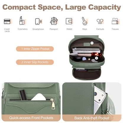 SYTRAH Mini Backpack Purse for Women, Causal Small Backpack with Built-in RFID Wallet & 11" Tablet Sleeve, Stylish Travel Daypack for Daily Green - color: Green