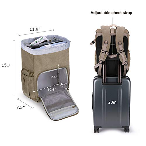 BAGSMART Camera Backpack, DSLR SLR Waterproof Camera Bag with 15 Inch Laptop Compartment & Tripod Holder & Rain Cover, Green - color: D-green[single Buckle]