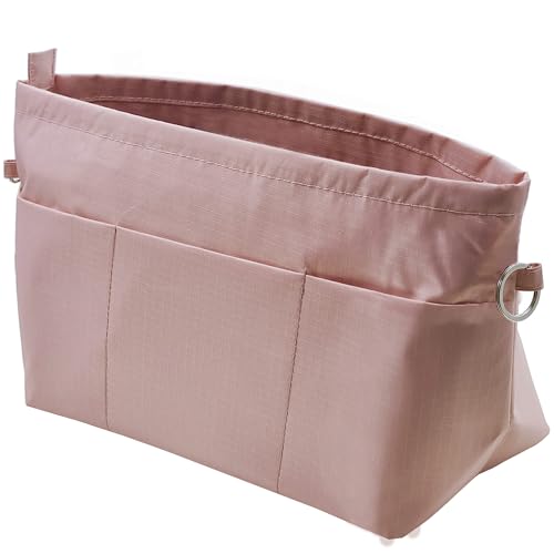 Handbag Tote Purse Organizer Insert, Medium, Pink | Bag Divider Liner Shaper Separator in Bag with Zipper, 11 Pockets Compartments - color: Pink, size: Medium