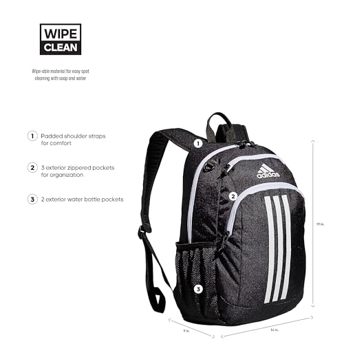 adidas Creator School Backpack for Girls & Boys — Durable Bookbag - color: Black/White