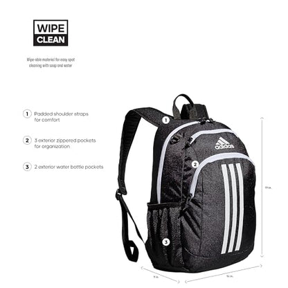 adidas Creator School Backpack for Girls & Boys — Durable Bookbag - color: Black/White