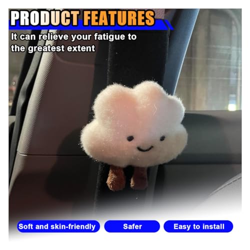 Fluffy Cloud Car Seat Belt Pads - Cute Seat Belt Covers for More Comfortable Driving - Safety Seatbelt Shoulder Strap Cushion Protect Shoulder and Neck - Backpack Shoulder Pad for Kids Adults (4PCS) - size: 4PCS