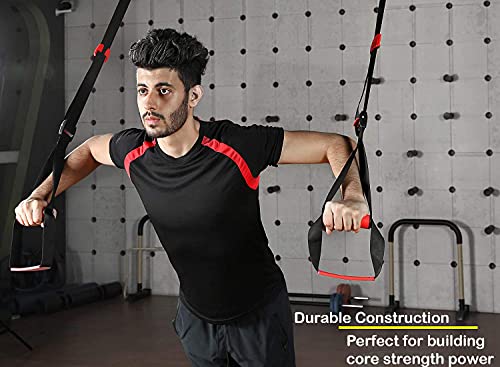 Training All-in-One Suspension Trainer Exercise Equipment Bundle,Bodyweight Fitness Resistance Trainer Kit with Pro Straps for Door Pull up Bar, Anchor Point for Complete Body Workouts V1
