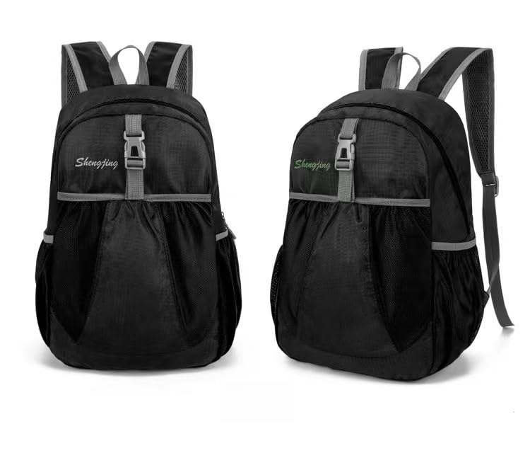 Travel lightweight foldable backpack hiking backpack splash proof compact travel backpack day pack (black) - color: Black