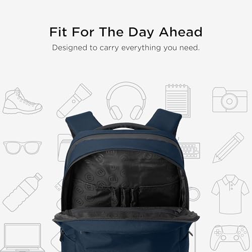TravisMathew Approach Backpack with Laptop Sleeve, Water-Resistant Everyday Bag for Work, Travel & Hiking, River Blue Navy - color: River Blue Navy