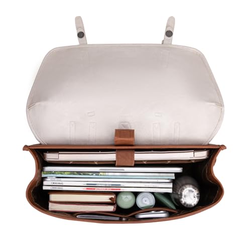 Wrangler Laptop Bag for Women Messenger Bag Briefcase Computer Backpack Convertible Satchel Bag - color: Beige & Brown, size: 15.6 inch