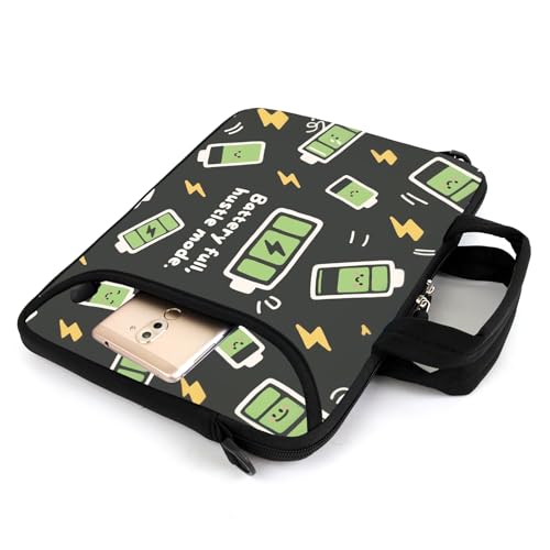 AMARY 15.4" 15.6" laptop sleeve adjustable shoulder strap with handle accessory pocket for men women (Battery full) - color: Battery Full