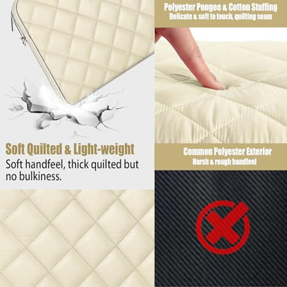 Puffy Quilted Laptop Sleeve with a Removable Shoulder Strap Compatible with MacBook Air 15 inch M2 A2941 2023/Pro 15 A1990 A1707, 15 Surface Laptop 5/4/3,Dell XPS 15,HP Stream 14 inch - color: Sleeve - Beige, size: 15 inch