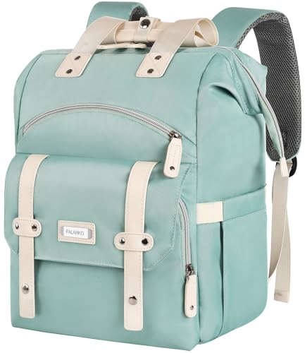 FALANKO Laptop Backpack for Women,Doctor Teacher Nurse Work Bookbag for 15.6 Inch Laptop,Large Travel Wide Open College Shoulder Purse Bag With RFID Anti Theft - color: Greennew, size: 15.6 Inch