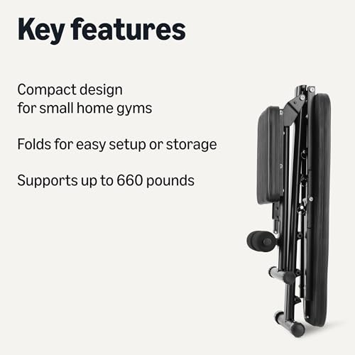 Amazon Basics Adjustable Workout Weight Bench Press, Foldable for Home Gym, Supports up to 660 Pounds, Black