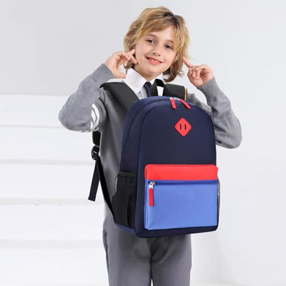 Backpack Set for Girls Boy Kids Backpack with Lunch Box for Elementary Primary Kindergarten School Bag (Navy Blue Set, Large) - color: Navy Blue