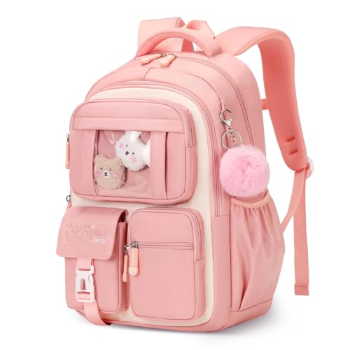 Kids Backpack for Girls,Girls Backpack Cute School Backpack Waterproof Large Capacity for Middle Elementary School Bag(Pink)