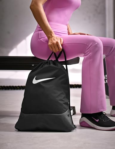 Nike Unisex Adult Gameday Brasilia X Drawstring Bag Backpack (18L) | Mens and Womens - color: Black/Black/White, size: One Size