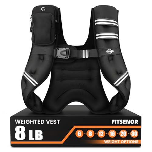 Weighted Vest for Men Women Walking, 6lb/8lb/12lb/16lb/20lb/30lb Strength Training Weight Vests with Phone Pocket, Comfortable Weighted Vest for Running Men, Rucking, Weight Loss, Gym Accessories - size: 8 lb