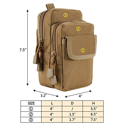 FRTKK 2 Pack Molle Pouches - Tactical Compact Water-Resistant EDC Pouch Bag Small Utility Pouch - color: 2 Pack-ACU 2