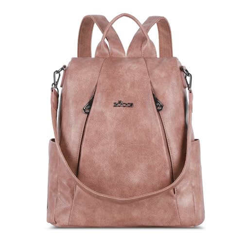 ZOCAI Backpack Purse for Women Medium Anti-Theft Backpacks Purses Design Leather Shoulder Bags with Removable Strap - color: Pink