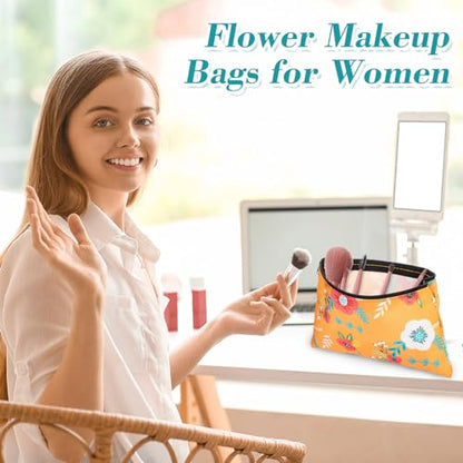 Reginary 20 Pcs Makeup Bags Gifts for Women Canvas Cosmetic Bags with Zipper Mothers Day Bulk Gift Travel Purse Organizer Pouch Accessory, Toiletry Large Capacity,7 x 4.3 Inch - style: Flower