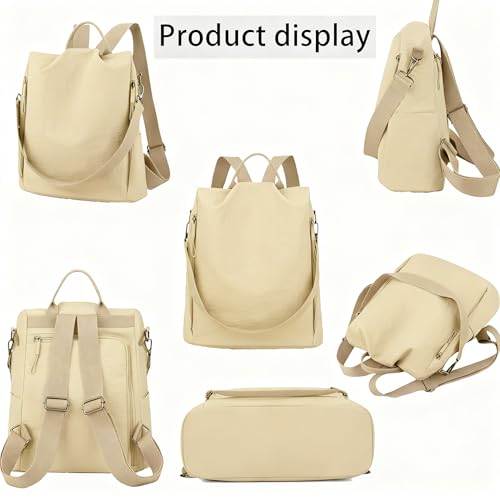Convertible Nylon Backpack, Casual Lightweight Daypack Shoulder Bag, Multi-Way Carrying Design