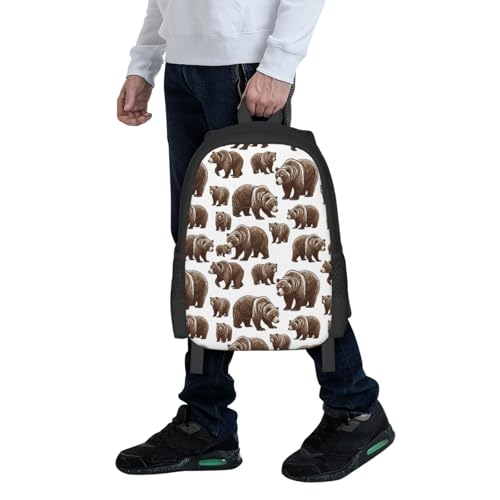 Sturdy Polyester Shoulder Pack Cute Bears, Anti Theft Spacious Camping Rucksack Casual Daily Bag for Men Women Fitness Outdoor Activity - color: Design (1329)
