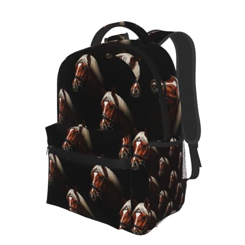 Stylish Travel Backpack Horse Black, Commuter Daypack with Laptop Compartment for Work, Trips and Gym - color: Pattern (270)