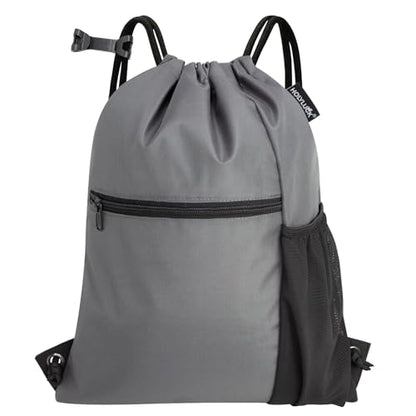 HOLYLUCK Men & Women Outdoor Sport Gym Sack Waterproof Drawstring Backpack Bag (Standard with drawstring, dark grey) - color: Dark Grey, style: Standard With Drawstring