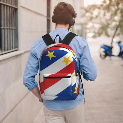 MZERSE Laptop Backpack Flag Of Cape Verde, Lightweight Work Backpack, Commuter Bag for Office, Travel and Daily Commute - color: Pattern (1112)
