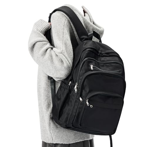 Black College Backpack For Women Men,Lightweight High School Bag,School Backpack With Lots Of Pockets,Cute Bookbag For Teens Boys Girls,Casual Daypack Backpack For School - color: A1-black