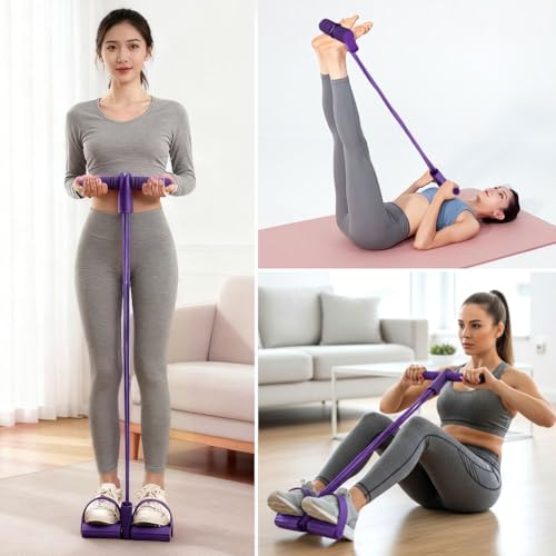 Fitness Resistance Bands- 6 Tube Pedal Ankle Puller with Handle & Tensile Rope for Exercise Sit Up Exercise Equipment Elastic Home Gym Equipment for Women Men - size: 6