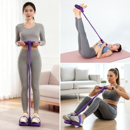 Fitness Resistance Bands- 6 Tube Pedal Ankle Puller with Handle & Tensile Rope for Exercise Sit Up Exercise Equipment Elastic Home Gym Equipment for Women Men - size: 6