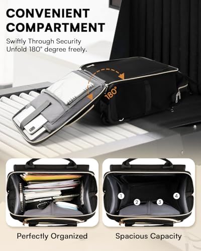 Arcoyard Rolling Backpack for Women, Travel Rolling Laptop Backpack with Wheels, Vertical & Horizontal Storage 2 In 1, Flip-Top Design, Water-Resistant Overnight College Underseat Carry on Luggage - color: Black