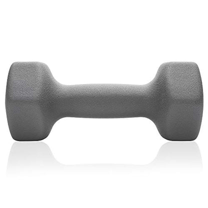 Philosophy Gym Set of 2 Neoprene Dumbbell Hand Weights, Hexagon Shape - style: Gray 8 lb Pair
