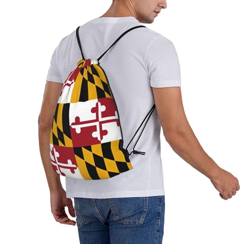Maryland Flag Drawstring Bag Sport Gym Backpack Beach Travel Sack Draw String Yoga Bag For Men Women - color: Maryland Flag