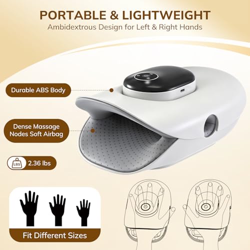 VARIPOWDER Hand Massager with Heat and Compression, Heated Stretching Hand Massager for Arthritis and Carpal Tunnel, Hand Wrist Massager Deep Palm Kneading Gift 4 Modes 5 Intensity