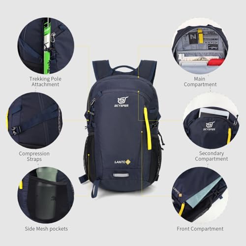 SKYSPER Small Hiking Backpack, 20L/30L Lightweight Travel Backpacks Hiking Daypack for Women Men - color: Lantc20-navyblue, size: 30L
