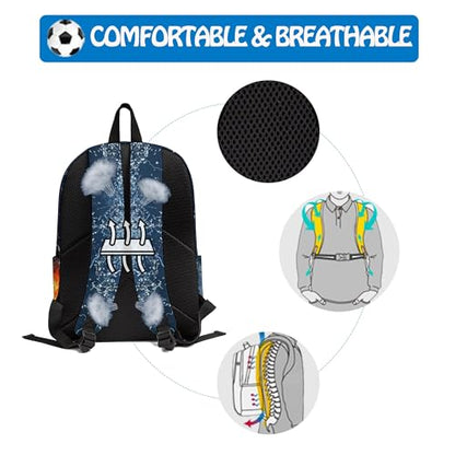 3PCS Backpack for Boys Girls, Kids Soccer Back to School Backpack Sets with Lunch Bag Pencil Case, 17 Inch Lightweight Bookpack 3 in 1 Set for Teens Elementary Middle High School Students - color: Water Fire Soccer