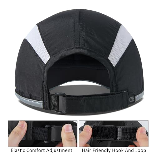 GADIEMKENSD Reflective Folding Outdoor Hat Unstructured Design UPF 50+ Sun Protection Sport Hats for Womens and Mens - color: Black
